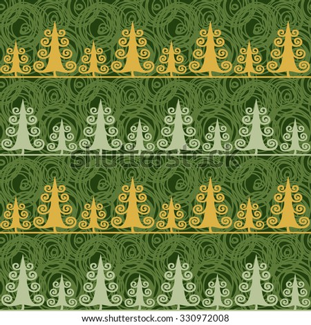 Christmas trees. Fantasy background. Vector. Seamless pattern.