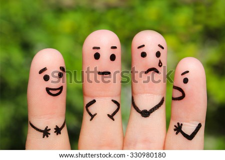 Finger art. Concept of group of people with different personalities.  Royalty-Free Stock Photo #330980180
