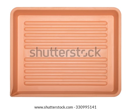 Developing tray and forceps, equipment for use with photo paper isolated on white background, top view