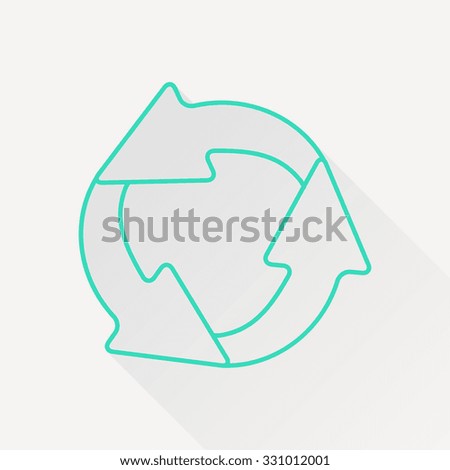Vector green outline circle round arrows for business, diagram on white background with long shadow 
