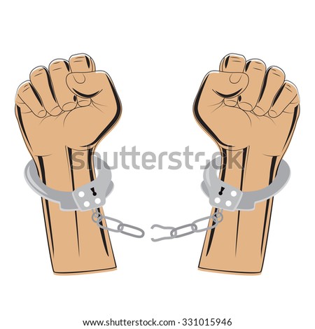 broken chain in handcuffs vector illustration. concept symbol of revolution and freedom