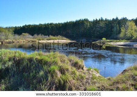 River spring landscape. Spring nature national Park "Ryazan Meschera".