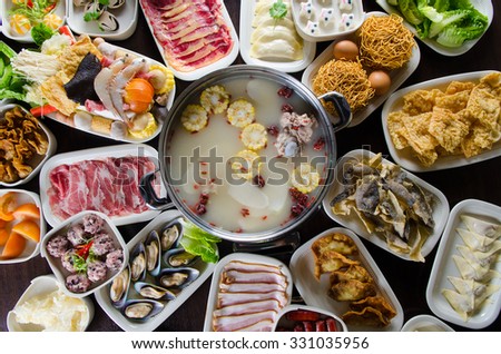 Chinese style steamboat foods Royalty-Free Stock Photo #331035956