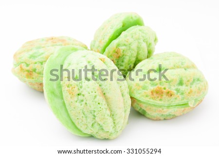 Kueh Cara Manis is traditional Malay kueh at Malaysia with creamy and sweet taste. The ingredients is pandan leaves, coconut milk, flour, egg, sugar, pinch of salt and some water. -stock photo