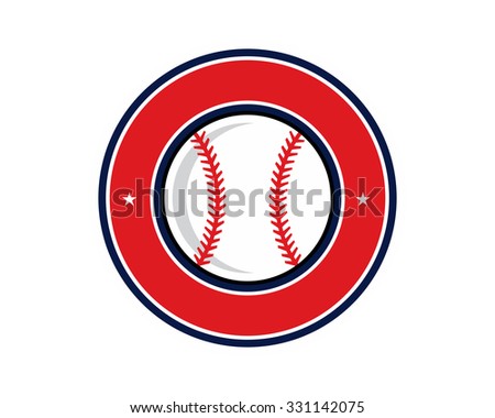 red circle softball baseball sport vector logo image icon