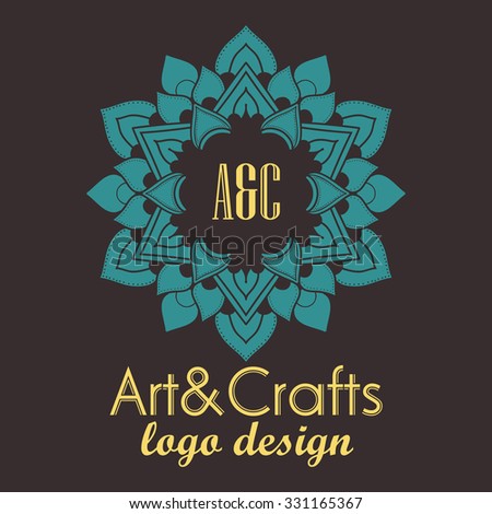 Ethnic logotype decorative element. Hand drawn elegant line art logo design element. vector illustration. Islam, Arabic, Indian, ottoman motifs.