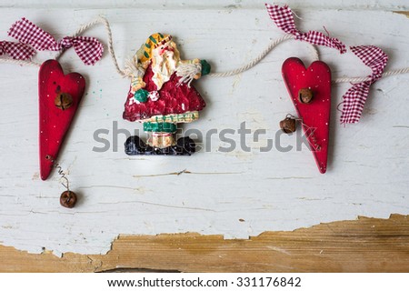 Christmas vintage decoration on the old rustic background