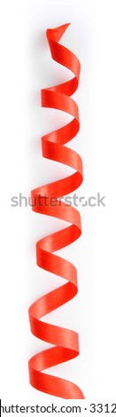 Red curved ribbon isolated on white