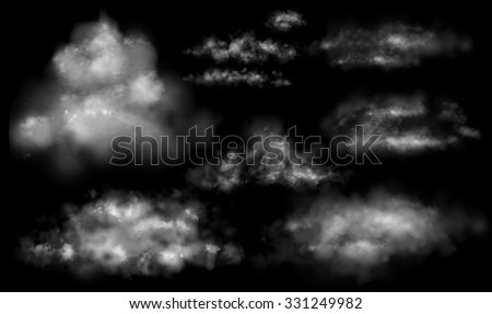 Clouds on a black background as a design element