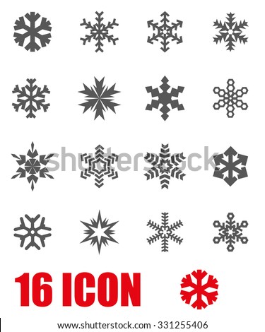 Vector grey snowflake icon set.