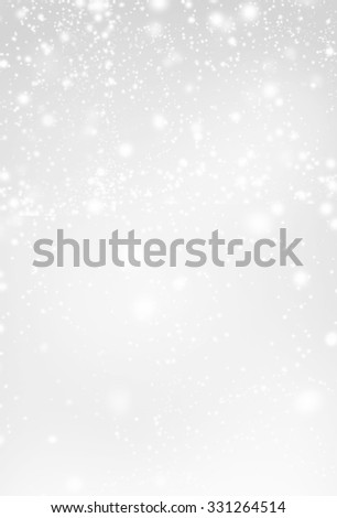 Abstract  Silver Christmas Background with white  lights. Festive   Falling Snow. Poster, Banner, Ad, Card or invitation.