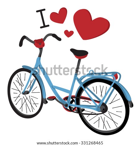 Cute blue bicycle on a white background