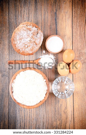 Bread, Flour, Egg, Water. Baking. Studio Photo
