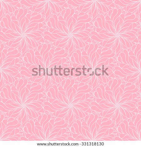 Seamless creative hand-drawn pattern composed of stylized flowers in pastel pink and light rose colors. Vector illustration. Royalty-Free Stock Photo #331318130