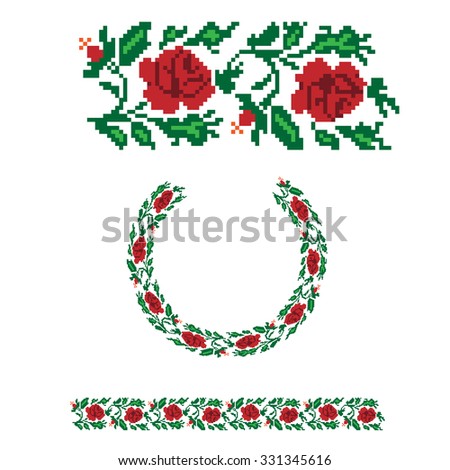 ukrainian national floral ornament, decorative rose symbol