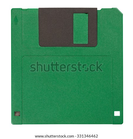 Old blank floppy disk isolated on white background