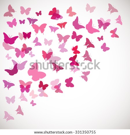 Abstract Butterfly Background. Vector illustration of pink butterflies. Corner background
