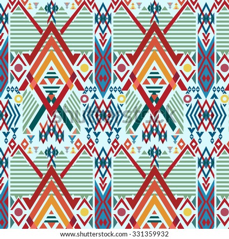 Vector Seamless Tribal Pattern Geometric Textile Retro Color Royalty-Free Stock Photo #331359932