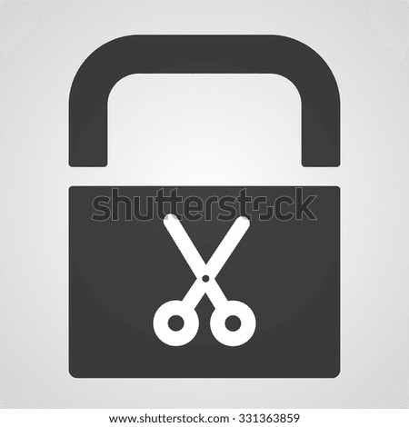 White Scissors icon on black pad lock