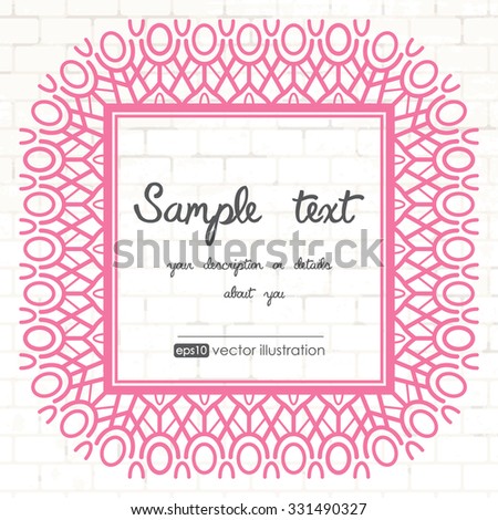 vector  frame pattern from curls on the brick wall background