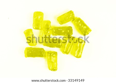 close up of yellow hard candy