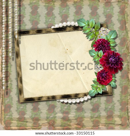 Framework for photo with flower bouquet on the vintage background