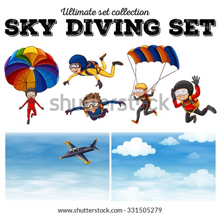 People doing sky diving  illustration