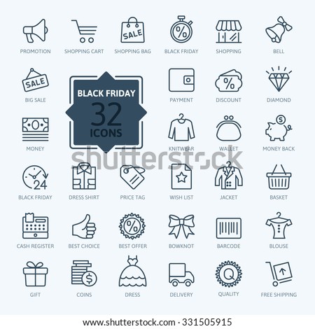 Outline icon collection - Black Friday Big Sale Royalty-Free Stock Photo #331505915