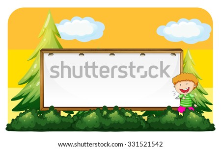 Billboard with young boy in park