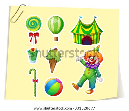 Clown and circus objects illustration