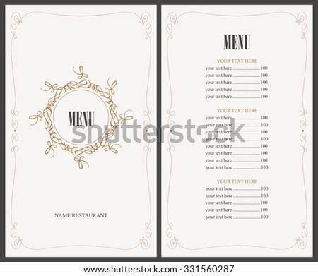menu for the restaurant in retro style