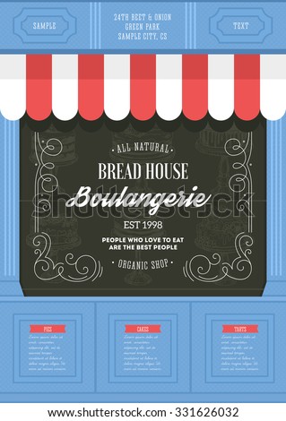 Bakery shop design template. Bread house. Vector illustration Royalty-Free Stock Photo #331626032