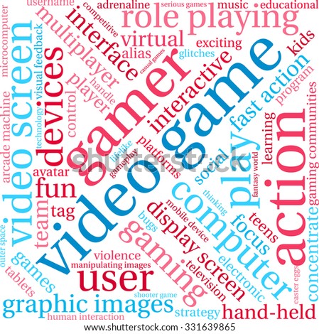 Video Game word cloud on a white background. 