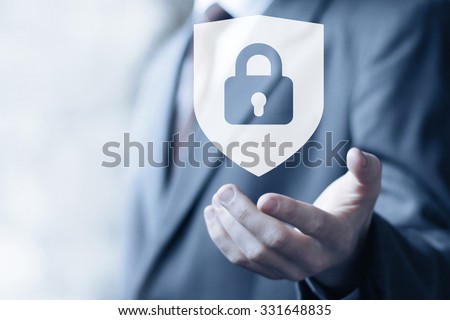 Button locked shield security virus icon business online