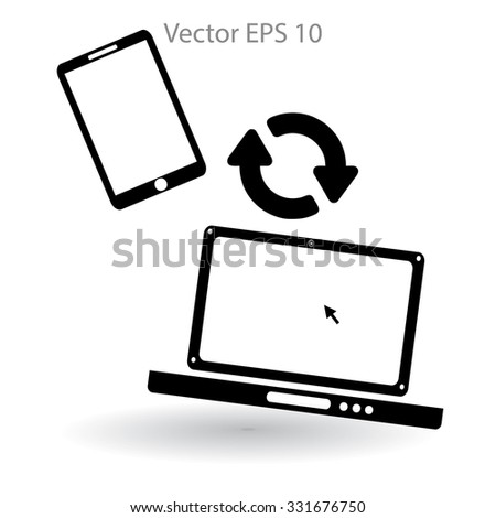 conjugation  between the phone and a laptop vector illustration