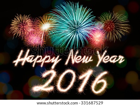 Happy new year 2016 written with Sparkle firework Royalty-Free Stock Photo #331687529