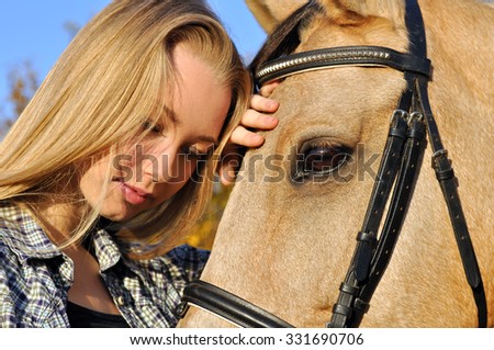 close-up portrait of teenage girl and horse 