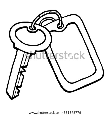 key / cartoon vector and illustration, black and white, hand drawn, sketch style, isolated on white background.