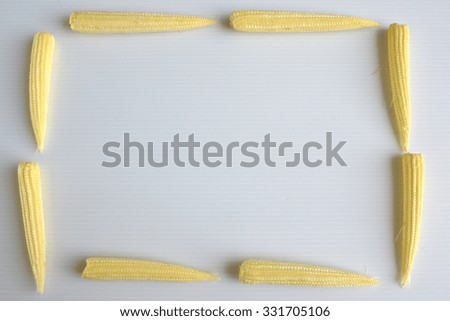 Baby corn with blank space