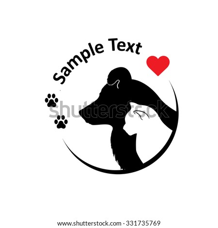 Cat and dog silhouettes. Round sighn, can use for pet shop logo, veterinary clinic, etc.
Vector illustration.