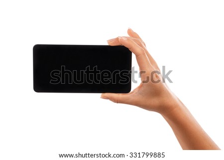 hand smartphone Isolated on white background Clipping Path