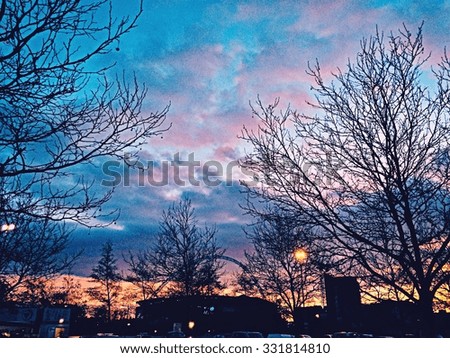 Mackerel sky at sunset in West London