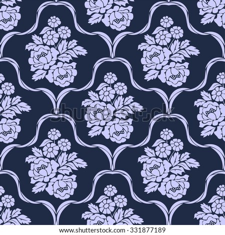 Elegant seamless retro Wallpaper - Ornament with bouquet of Flowers.