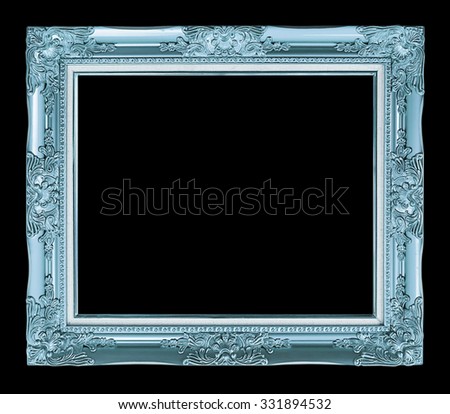 antique blue frame isolated on black background, clipping path