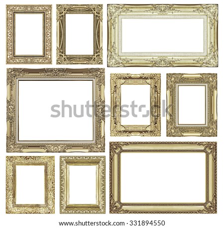 Set of golden vintage frame isolated on white background.