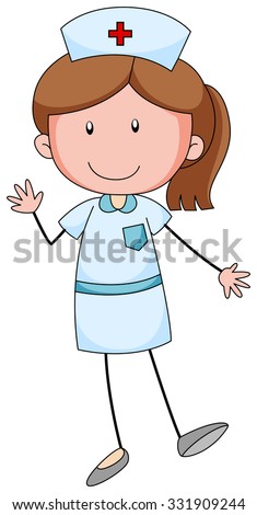 Female nurse with happy face illustration