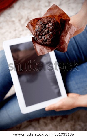 Closeup of a delicious chocolate muffin