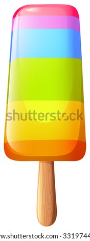 Rainbow icecream on stick illustration