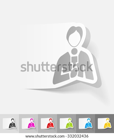 reporter paper sticker with shadow. Vector illustration