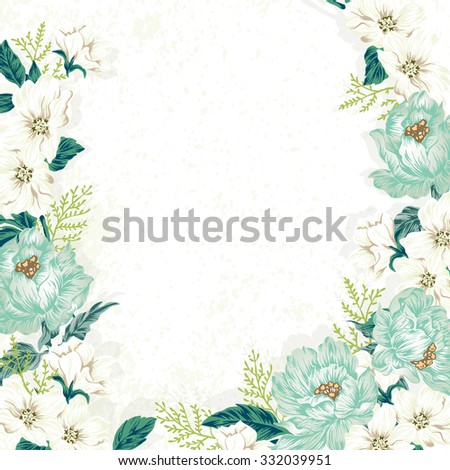 Elegant Vintage Flower Illustration. Wedding board design / Green